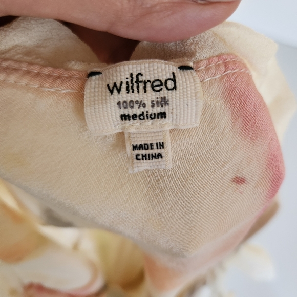 Aritzia Wilfred 100% Silk Emmanuelle Watercolor Mini Dress Cream Size Medium - Picture 6 of 7